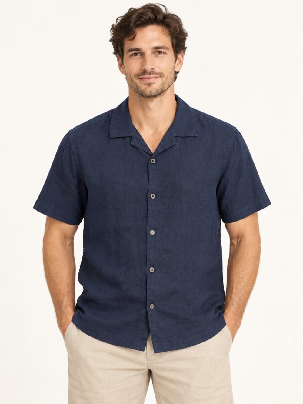 Panama Jack Navy 100% Linen Camp Shirt Men’s Large NWT